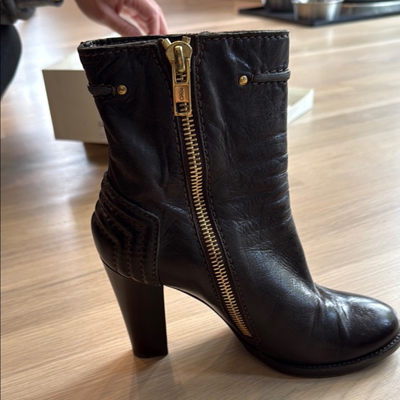 Chloe Elegant heeled Dark Brown Leather Ankle Boots Size 38 - Picture 3 of 6